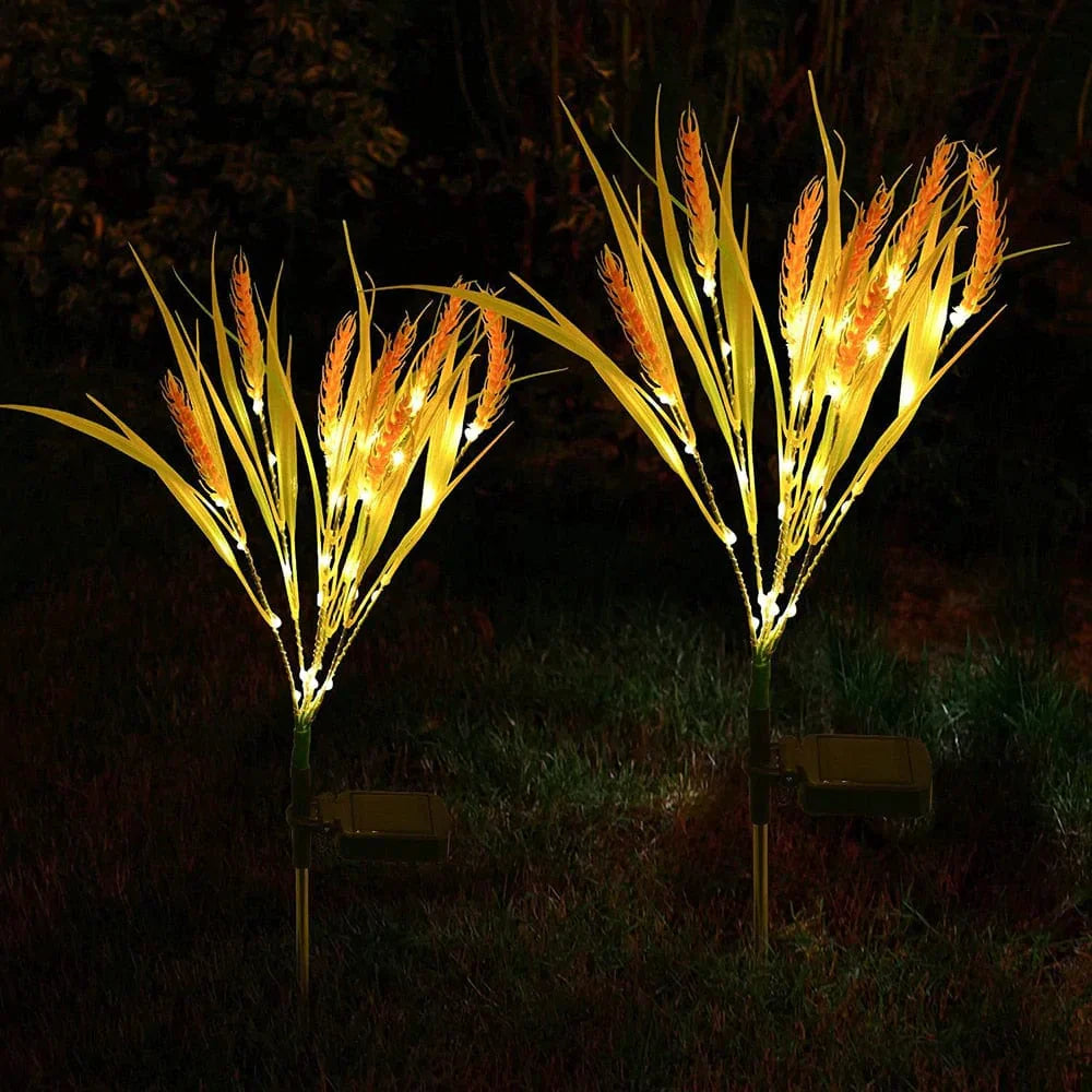 2er Set solarbetriebene Weizenähren Lichter