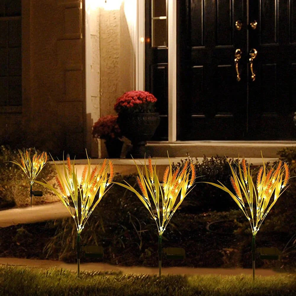 2er Set solarbetriebene Weizenähren Lichter