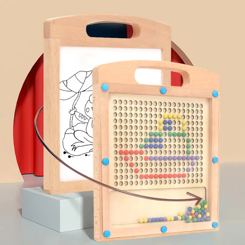 2-in-1 Magnetic Wooden Dot Board - The Ideal Travel Toy