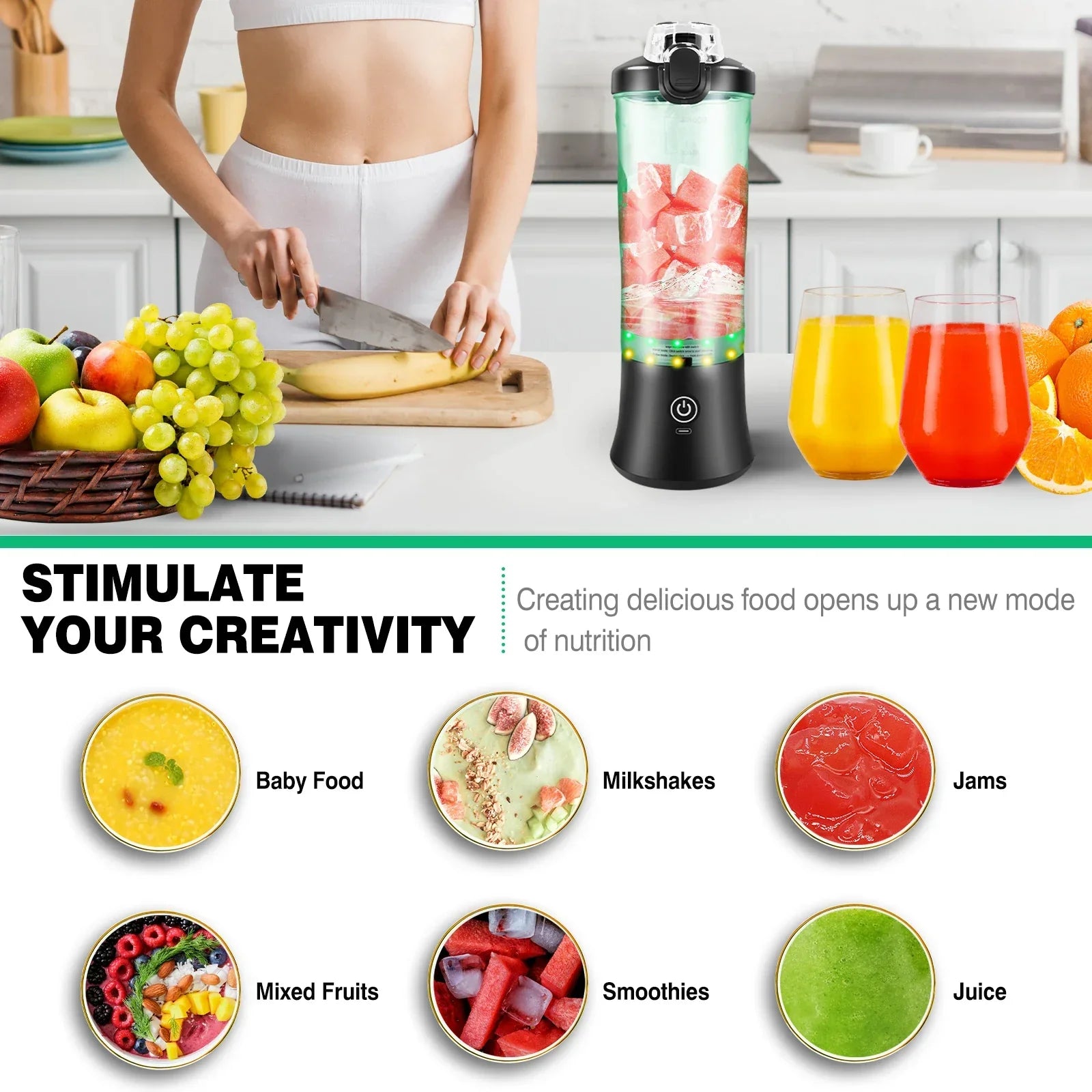 Mini Mixer - Tragbarer Elektrischer Entsafter und Smoothie-Maker 2 in 1