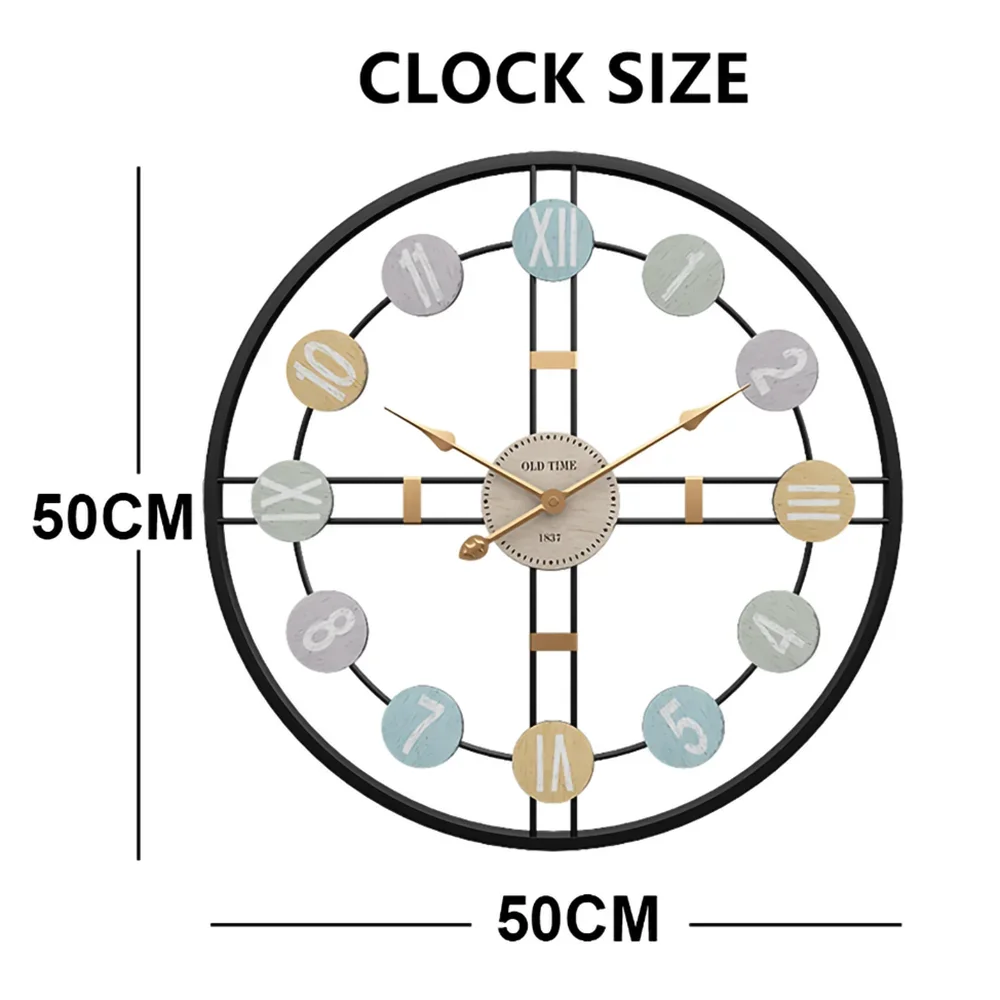 Große Vintage Wanduhr mit römischen Ziffern und Metallrahmen
