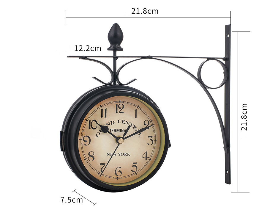 Zweiflügelige Wanduhr im Vintage-Stil, klassische Uhr für Wohnzimmer und Flur