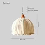 Minimalist Scandinavian LED Pendant Light with Beige Fabric Shade for Living Room and Dining Room, Height-Adjustable