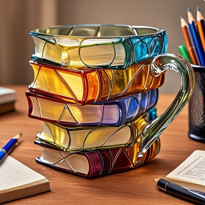 Literarischer 3D Becher – Handbemalt für Bücherliebhaber
