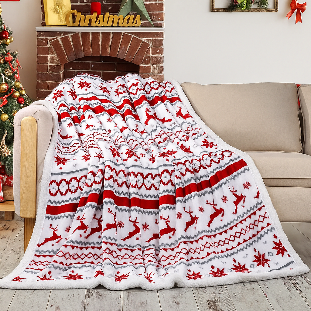 Festliche Sherpa-Decke für gemütliche Weihnachtsabende