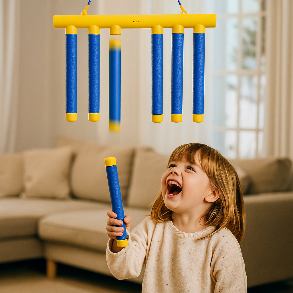 Reaction game for children with falling sticks