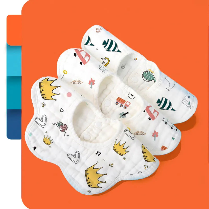 Muslin Baby Bibs - Gentle Burp Cloths with Cute Designs