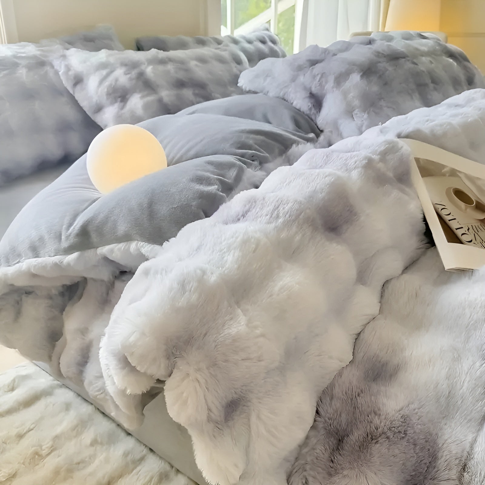 Cozy Plush Duvet Cover Set – Warm and Soft for Autumn & Winter | Reversible Design in Rabbit Fur & Milk Velour