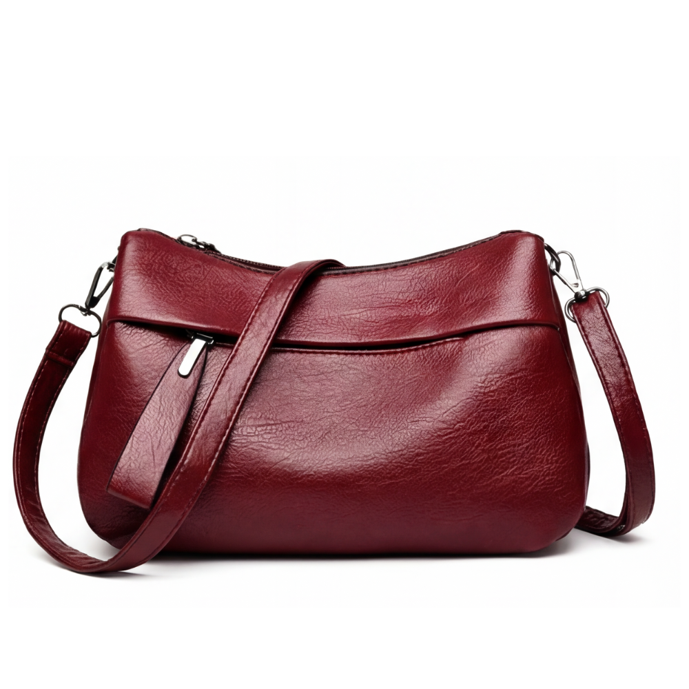 Comfortable faux leather shoulder bag – 3 compartments