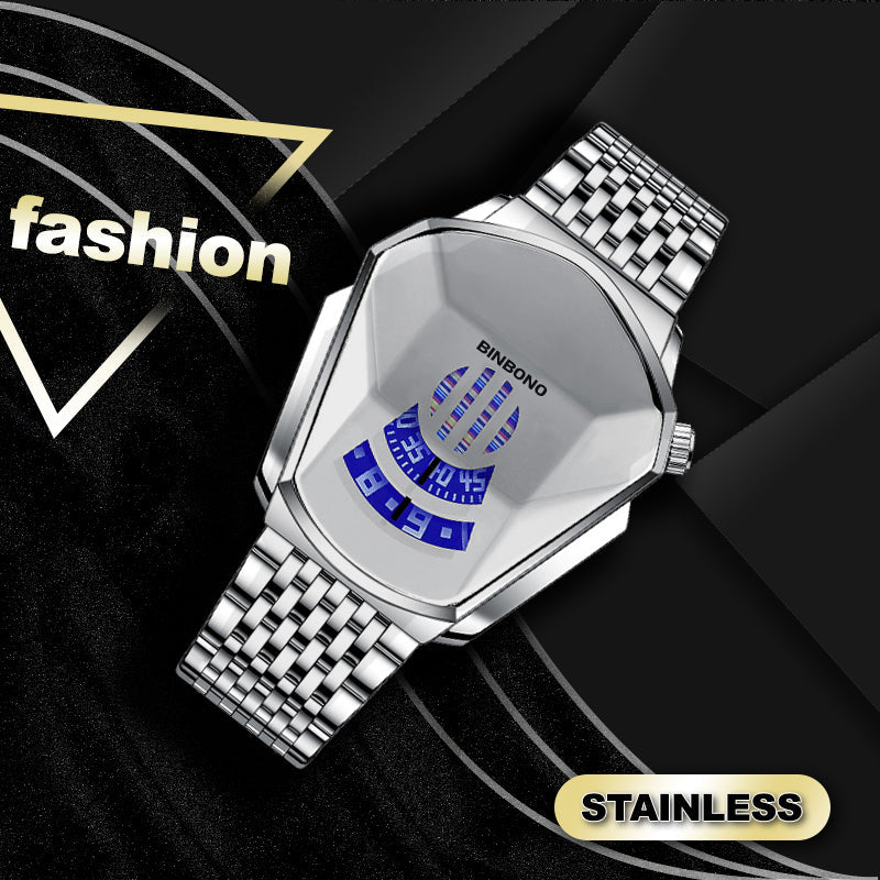 Elegant Men's Quartz Wristwatch with Diamond Surface