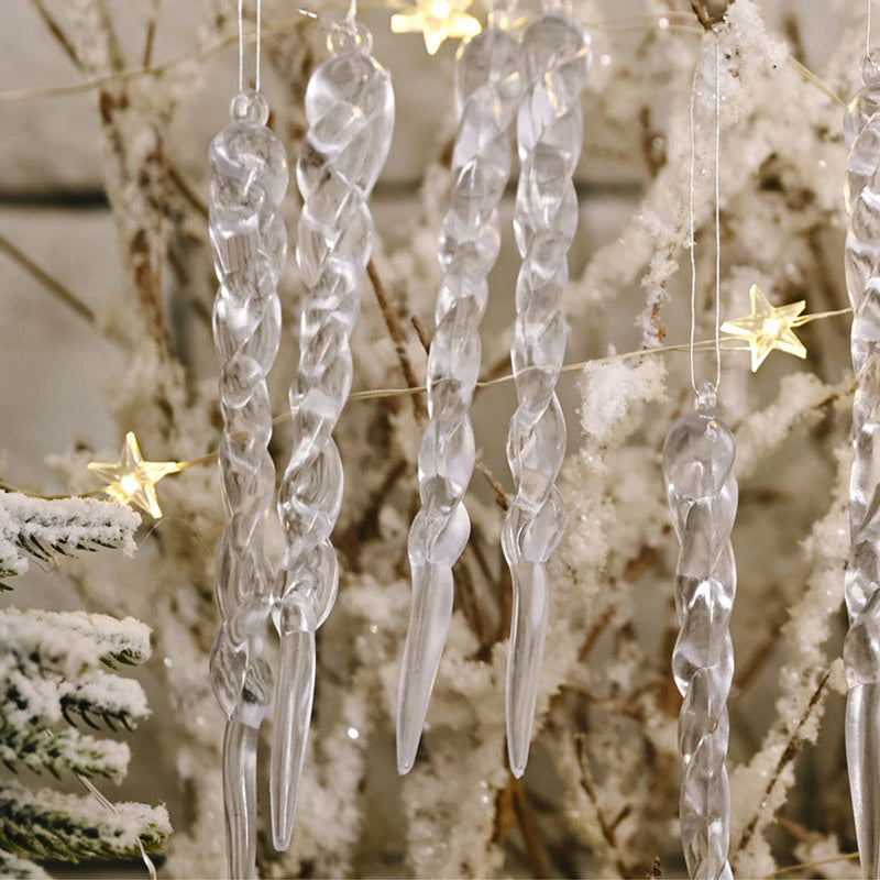 12 Stück elegante Weihnachtsbaumdekoration aus Kunststoff-Eiszapfen