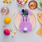 Fröhliches Osterdekor: 4er Set Häschen Besteckhalter