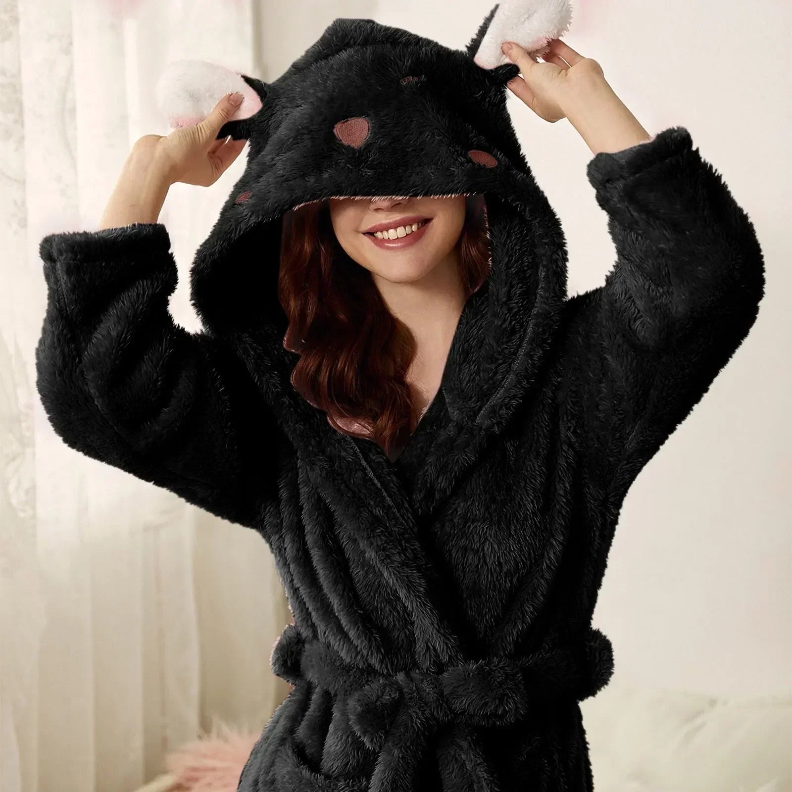 Kuscheliger Flanell-Bademantel mit Hasenohren | Warm & pflegeleicht