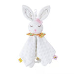 Cuddly cloth made from the softest plush with an integrated rattle