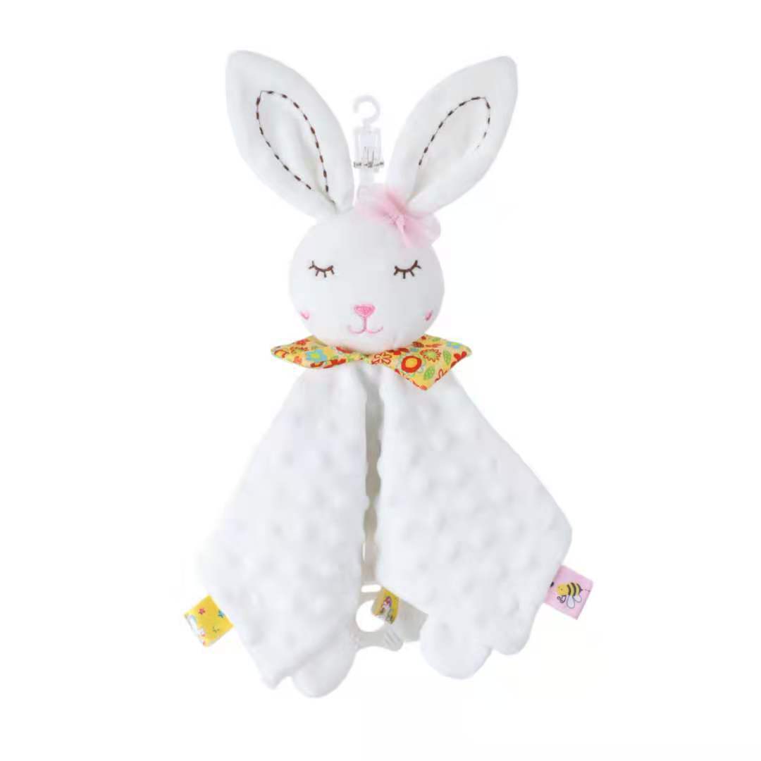 Cuddly cloth made from the softest plush with an integrated rattle