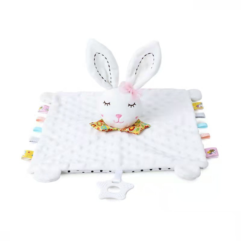 Cuddly cloth made from the softest plush with an integrated rattle