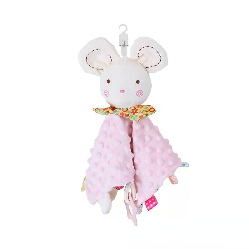 Cuddly cloth made from the softest plush with an integrated rattle