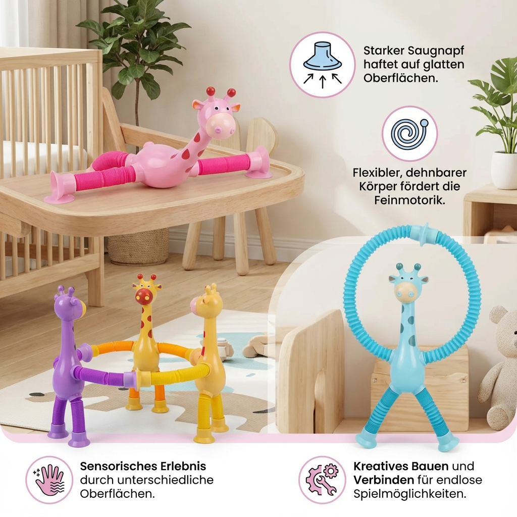 Baby Toy with Suction Cup – Giraffe for Sensory Stimulation