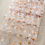 Eleganter Tischläufer GlamourGlanz | Metallisches Netz mit Sternenmotiv in Gold, Roségold oder Silber | Ideal für Festlichkeiten & Tischgestaltung