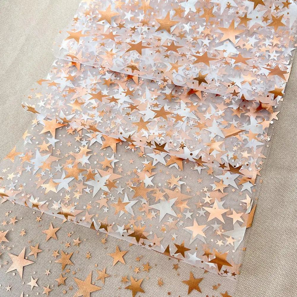 Eleganter Tischläufer GlamourGlanz | Metallisches Netz mit Sternenmotiv in Gold, Roségold oder Silber | Ideal für Festlichkeiten & Tischgestaltung