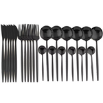 Elegant 24-piece Black Cutlery Set – Stainless Steel & Dishwasher Safe