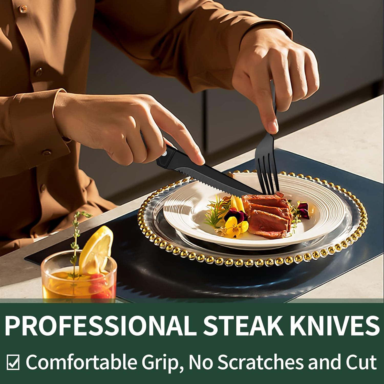 Elegant 24-piece Black Cutlery Set – Stainless Steel & Dishwasher Safe