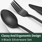 Elegant 24-piece Black Cutlery Set – Stainless Steel & Dishwasher Safe