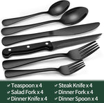 Elegant 24-piece Black Cutlery Set – Stainless Steel & Dishwasher Safe