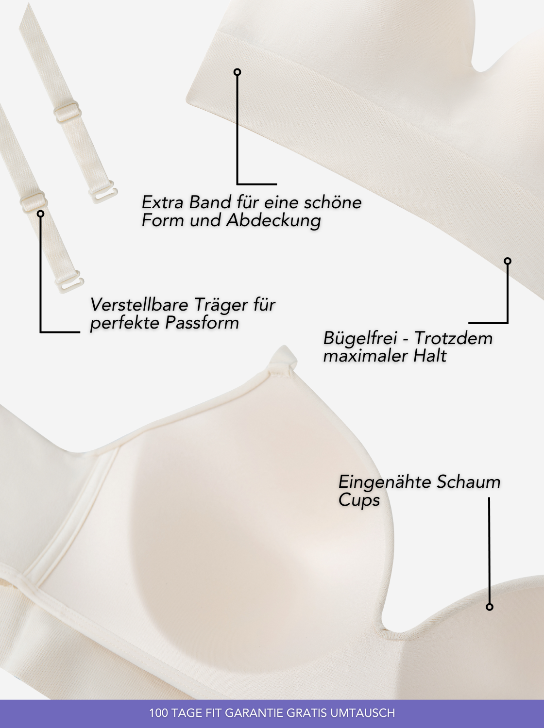 Komfortabel Eleganter Balconette-BH | Rundum Stütze und Stil