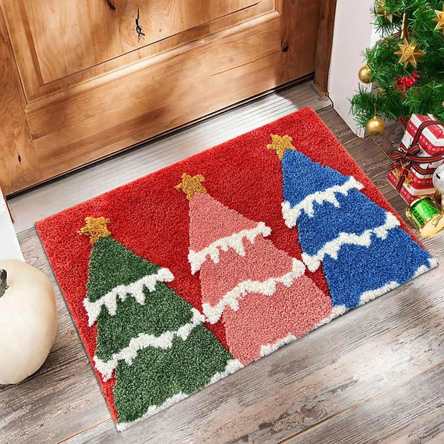 Festliche Fußmatte für Weihnachten | Lebkuchen & Santa Design | Rutschfest & Waschbar