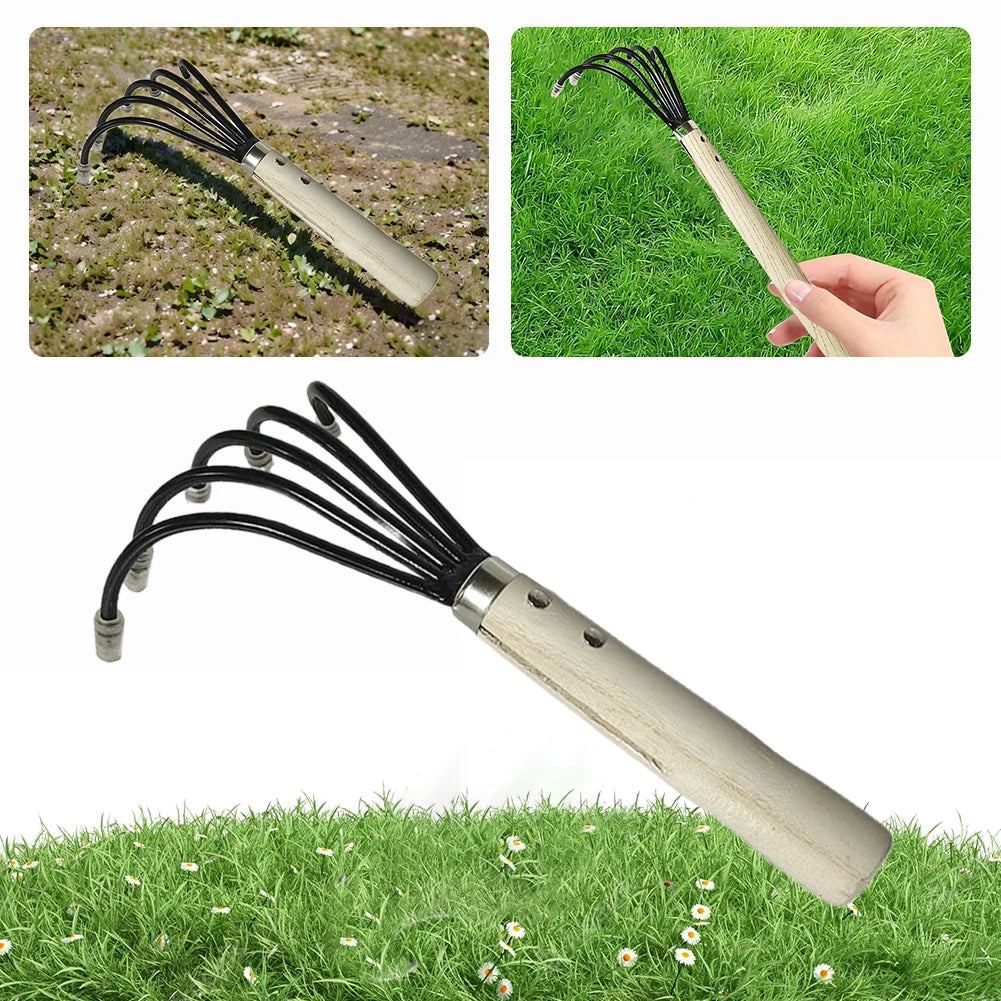 Effizienter Gartenrechen mit 5 Zinken | Ideal zum Lockern & Pflegen