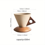 Elegante Keramiktasse 250ml – Handgefertigt mit Holzgriff und Untersetzer | AromaCraft