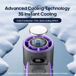 FrostWind Mini-Ventilator | Anpassbare Kühlung mit 100 Stufen | 3600 mAh Akku | Tragbar & Eis-Kühlung