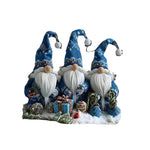 Skandinavischer Weihnachtszwerg aus Acryl | 18 cm Tischfigur | Set mit 3 blauen Wichteln für festliche Dekoration