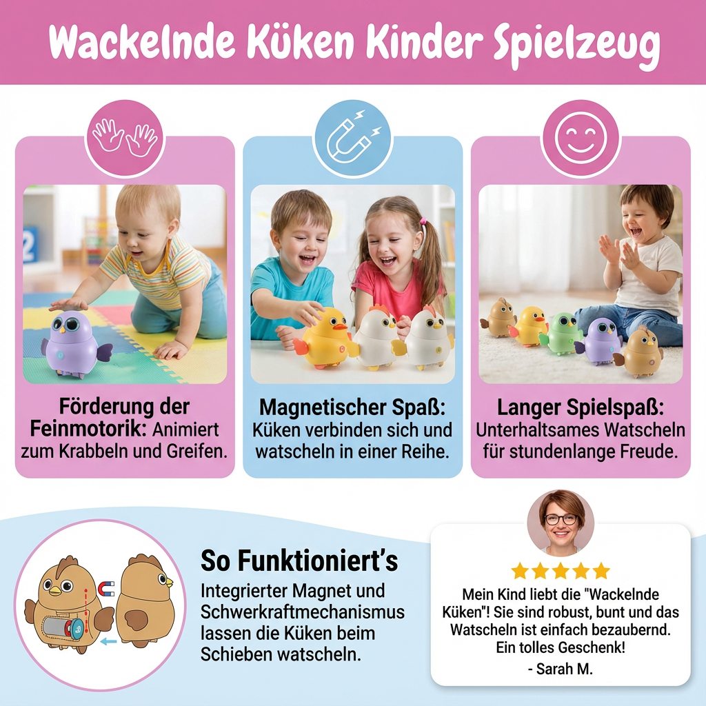 Children's toy with wobbly chicks