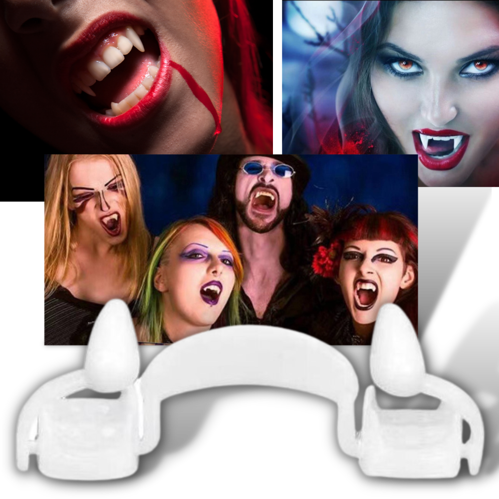 Einfahrbare Vampirzähne im 2er-Set für gruselige Looks