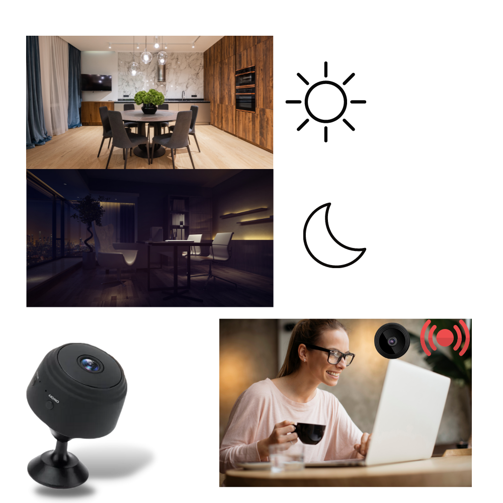 Compact Wi-Fi surveillance camera with motion sensor