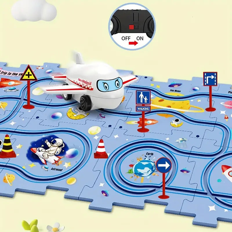 Race Track Puzzle with Building Blocks for Children