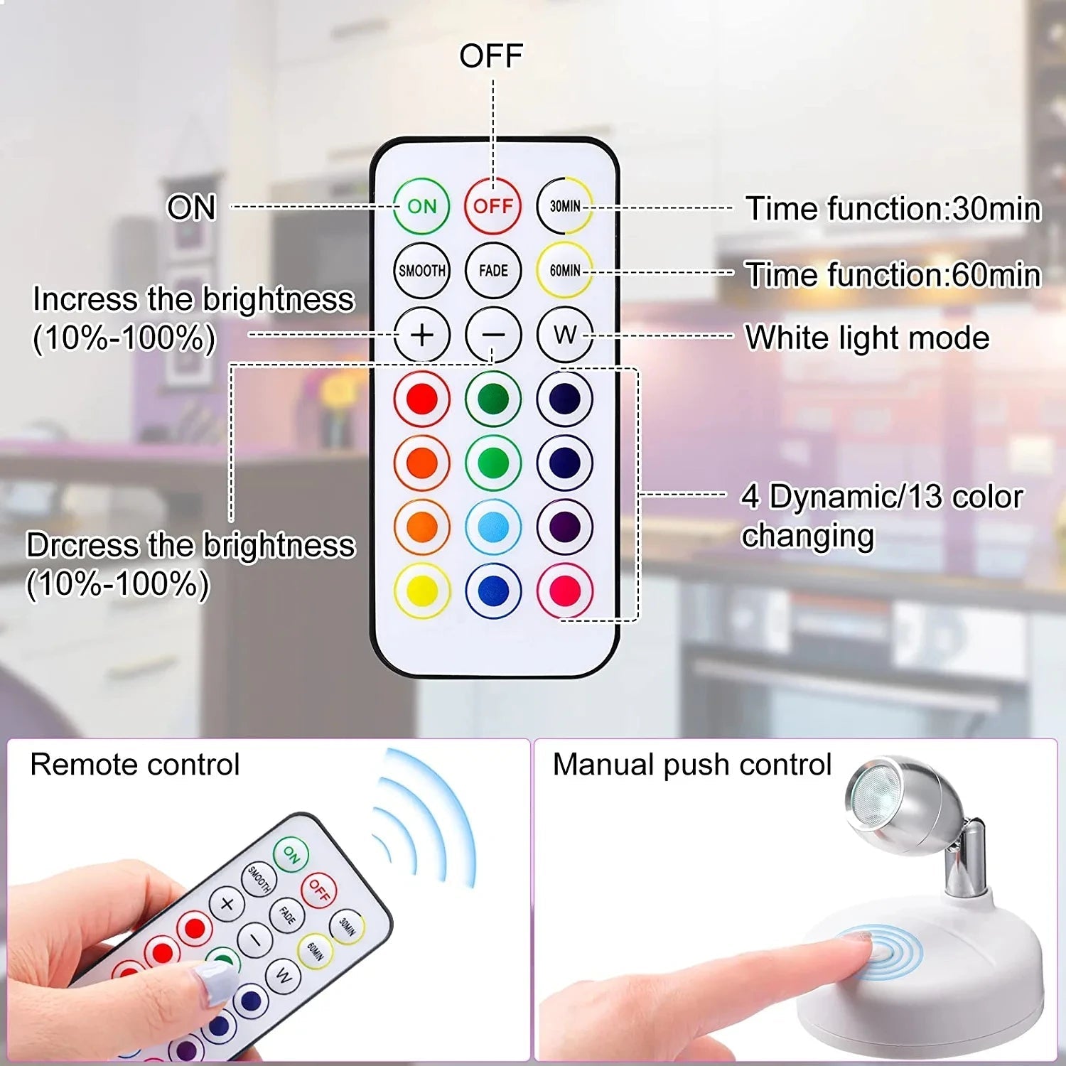SmartLight Duo | Set of 2 Wireless LED Lights with Remote Control | RGB Color Change & Timer | Flexible for Creative Accents