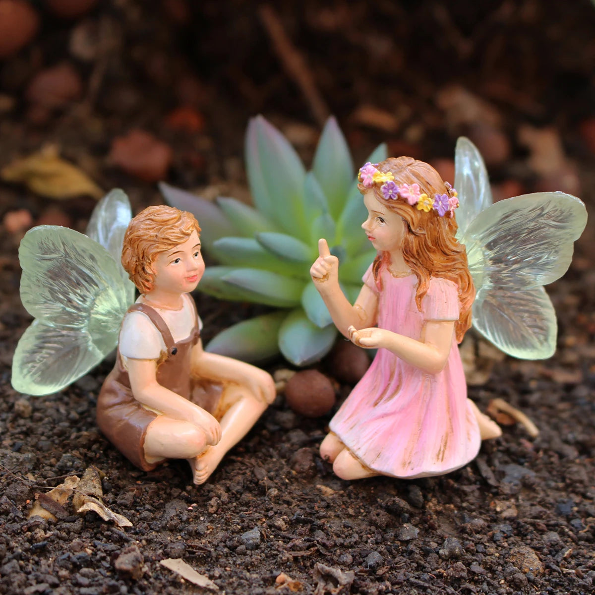 Zauberhafte Gartenfeen – Set mit 2 dekorativen Figuren