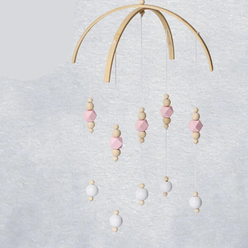 Beechwood baby mobile with stylish wooden beads