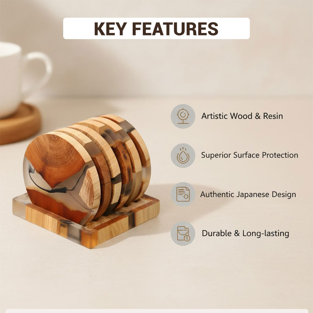 Designer Wooden Coasters with Resin Accents