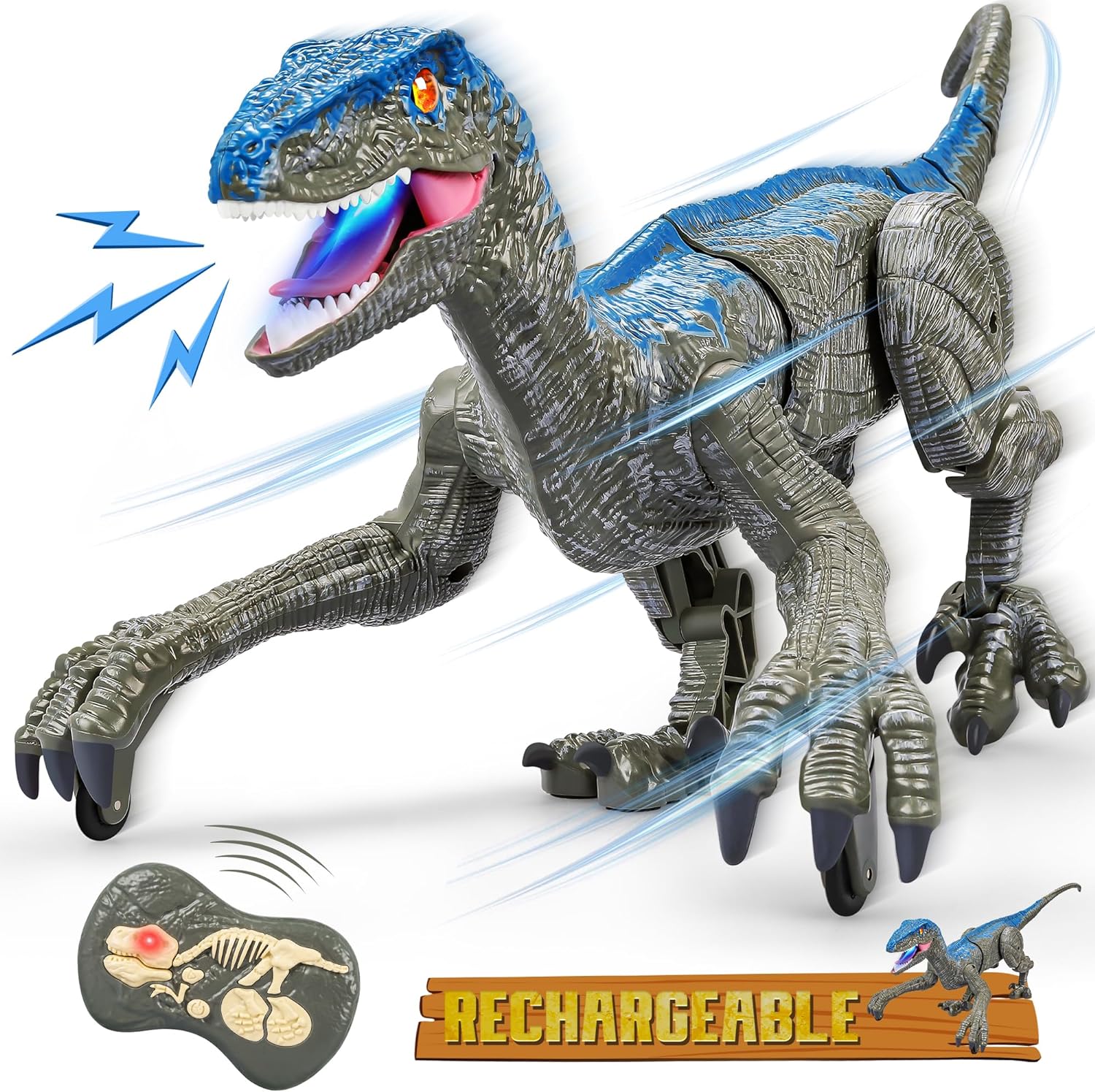 Ferngesteuertes Dinosaurier-Spielzeug mit Licht und Geräuschen