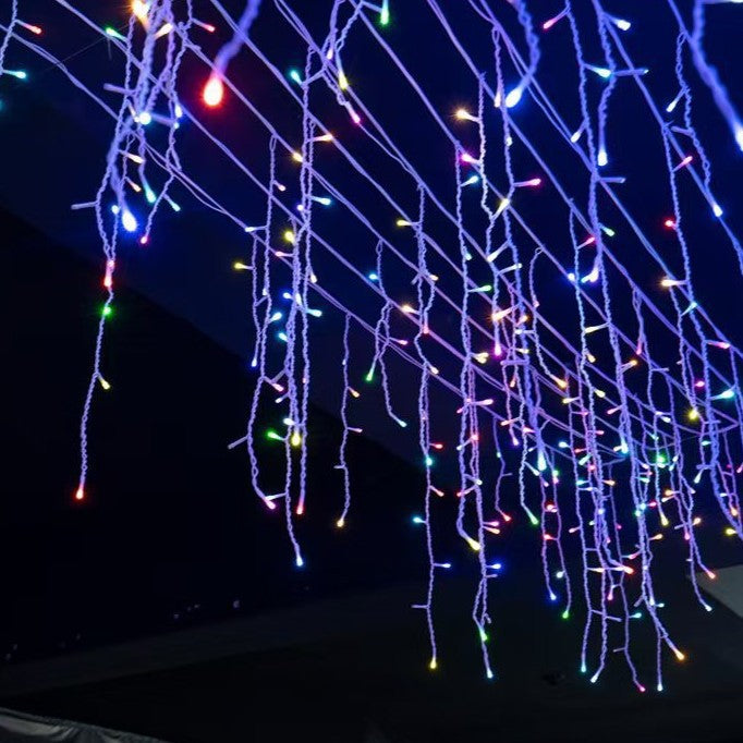 Frostlichter 50m LED Icicle Fairy Lights | IP44 Weatherproof | 36V Low Voltage | Over 500 LEDs | Beautiful Waterfall Effect | Warm White