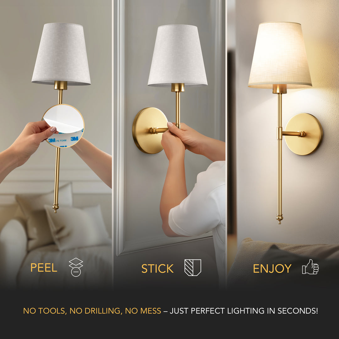 Cordless Wall Lamp with Remote Control – No Drilling Required
