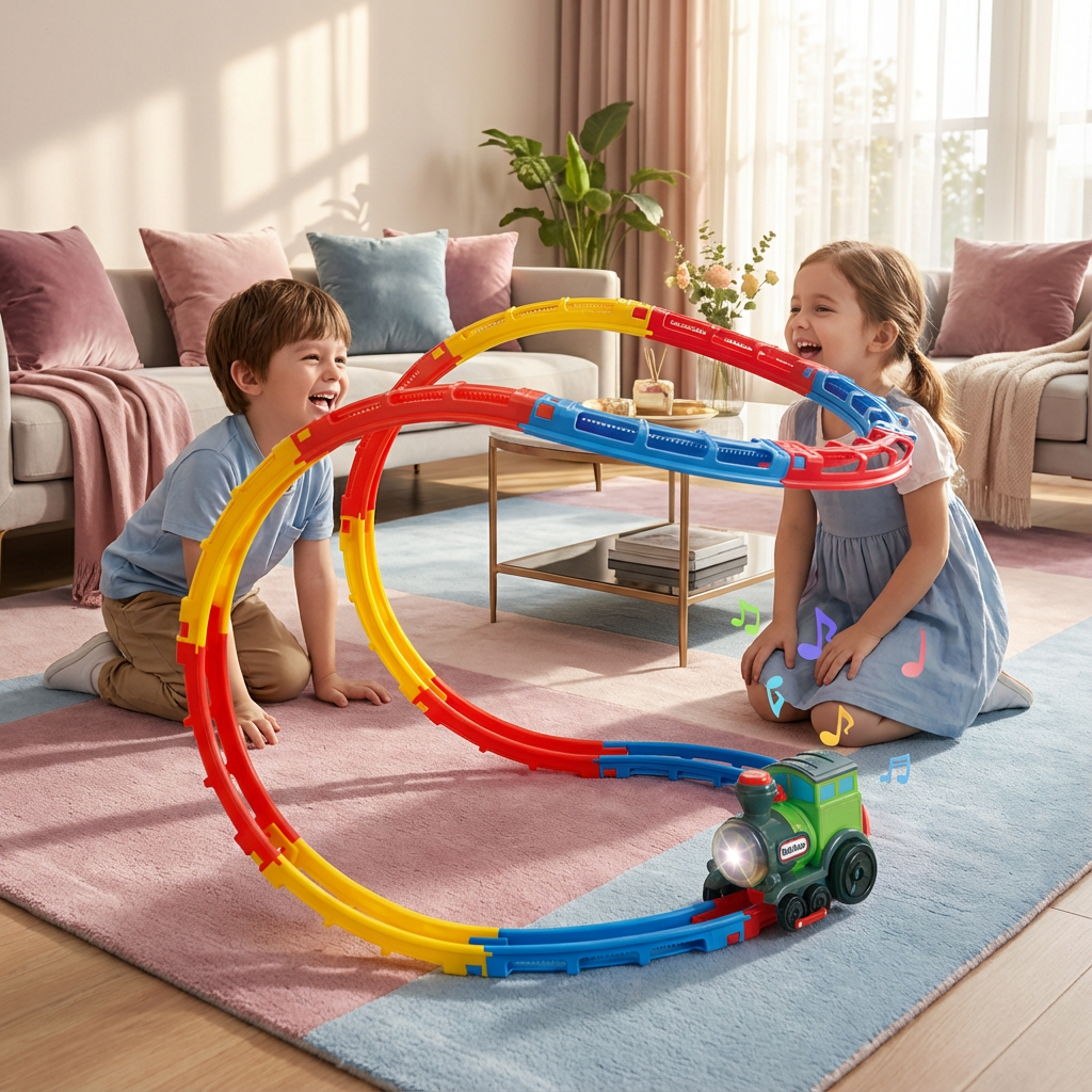 Toy roller coaster with train
