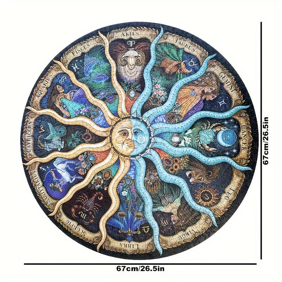 Astrologie-Puzzle mit 1000 Teilen in runder Form