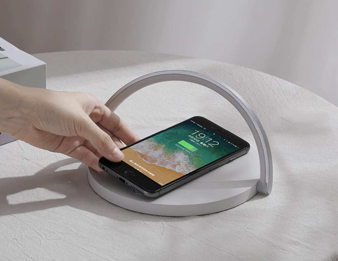 Modern Bedside Lamp with Wireless Charger