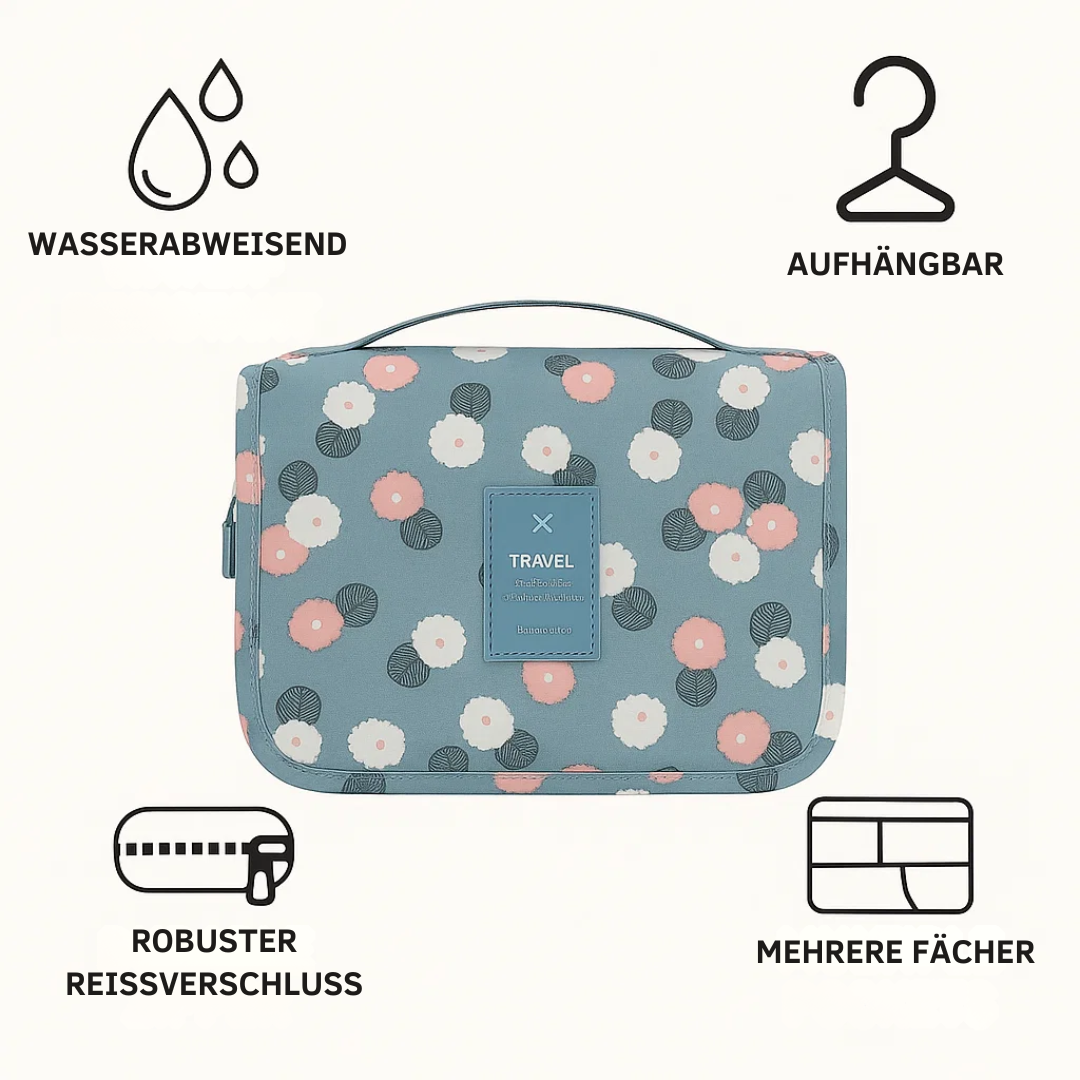 Wasserabweisende Kosmetiktasche mit Haken und Fächern für Reisen