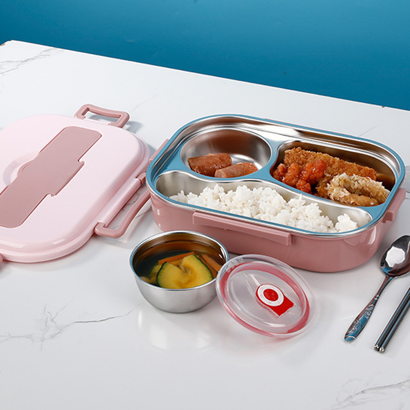 Stainless Steel Lunch Box with 3 or 4 Compartments for Fresh Meals
